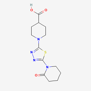 molecular formula C13H18N4O3S B1392556 1-[5-(2-Oxopiperidin-1-yl)-1,3,4-thiadiazol-2-yl]piperidine-4-carboxylic acid CAS No. 1242887-64-4