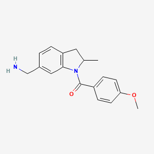 molecular formula C18H20N2O2 B1392558 {[1-(4-甲氧基苯甲酰)-2-甲基-2,3-二氢-1H-吲哚-6-基]甲基}胺 CAS No. 1242910-27-5
