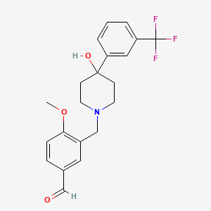 molecular formula C21H22F3NO3 B1392560 3-({4-Hydroxy-4-[3-(trifluoromethyl)phenyl]piperidin-1-yl}methyl)-4-methoxybenzaldehyde CAS No. 1242904-51-3