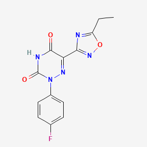 molecular formula C13H10FN5O3 B1392562 6-(5-Ethyl-1,2,4-oxadiazol-3-yl)-2-(4-fluorophenyl)-1,2,4-triazine-3,5(2H,4H)-dione CAS No. 1242925-73-0