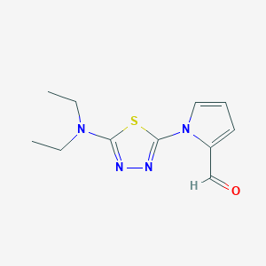 molecular formula C11H14N4OS B1392563 1-[5-(Diethylamino)-1,3,4-thiadiazol-2-yl]-1H-pyrrole-2-carbaldehyde CAS No. 1243053-46-4