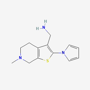 {[6-Methyl-2-(1H-pyrrol-1-yl)-4,5,6,7-tetrahydrothieno[2,3-c]pyridin-3-yl]methyl}amine