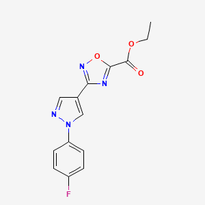 molecular formula C14H11FN4O3 B1392568 Ethyl 3-[1-(4-fluorophenyl)-1H-pyrazol-4-yl]-1,2,4-oxadiazole-5-carboxylate CAS No. 1242885-75-1
