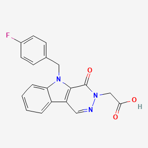 molecular formula C19H14FN3O3 B1392574 [5-(4-Fluorobenzyl)-4-oxo-4,5-dihydro-3H-pyridazino[4,5-b]indol-3-yl]acetic acid CAS No. 1243005-12-0