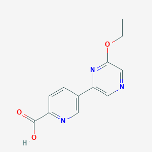 molecular formula C12H11N3O3 B13925772 5-(6-Ethoxypyrazin-2-yl)picolinic acid 