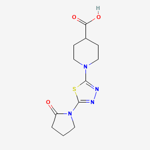molecular formula C12H16N4O3S B1392578 1-[5-(2-Oxopyrrolidin-1-yl)-1,3,4-thiadiazol-2-yl]piperidine-4-carboxylic acid CAS No. 1243100-34-6