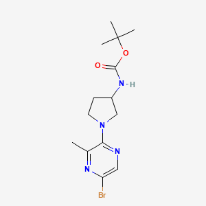 molecular formula C14H21BrN4O2 B13925814 tert-Butyl (1-(5-bromo-3-methylpyrazin-2-yl)pyrrolidin-3-yl)carbamate 