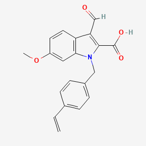 3-Formyl-6-methoxy-1-(4-vinylbenzyl)-1H-indole-2-carboxylic acid