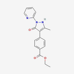 molecular formula C18H17N3O3 B13925860 Ethyl 4-(5-hydroxy-3-methyl-1-(pyridin-2-yl)-1h-pyrazol-4-yl)benzoate 