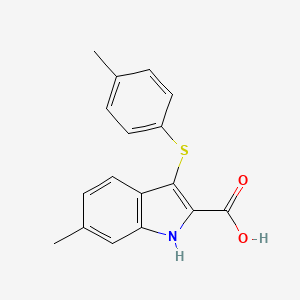 molecular formula C17H15NO2S B1392588 6-Methyl-3-[(4-methylphenyl)thio]-1H-indole-2-carboxylic acid CAS No. 1243075-84-4