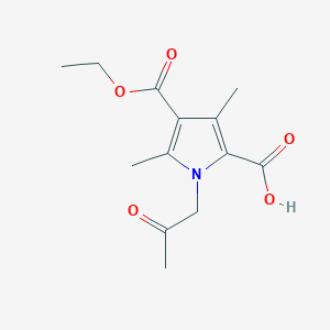 molecular formula C13H17NO5 B1392590 4-(Ethoxycarbonyl)-3,5-dimethyl-1-(2-oxopropyl)-1H-pyrrole-2-carboxylic acid CAS No. 1242998-92-0