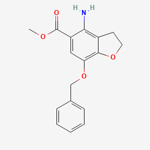 molecular formula C17H17NO4 B13925994 Methyl 4-amino-7-(benzyloxy)-2,3-dihydrobenzofuran-5-carboxylate 