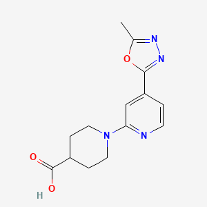 molecular formula C14H16N4O3 B1392609 1-[4-(5-Methyl-1,3,4-oxadiazol-2-yl)pyridin-2-yl]piperidine-4-carboxylic acid CAS No. 1242999-63-8