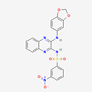 molecular formula C21H15N5O6S B13926198 N-[3-(1,3-benzodioxol-5-ylamino)quinoxalin-2-yl]-3-nitrobenzenesulfonamide 