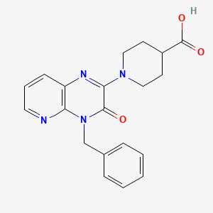 molecular formula C20H20N4O3 B1392621 1-(4-Benzyl-3-oxo-3,4-dihydropyrido[2,3-b]pyrazin-2-yl)piperidine-4-carboxylic acid CAS No. 1243091-65-7