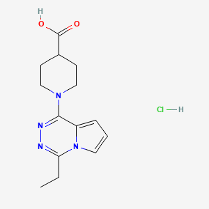 molecular formula C14H19ClN4O2 B1392622 1-(4-Ethylpyrrolo[1,2-d][1,2,4]triazin-1-yl)piperidine-4-carboxylic acid hydrochloride CAS No. 1242866-39-2