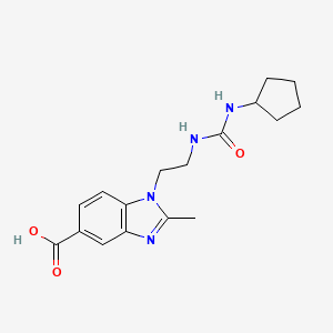 molecular formula C17H22N4O3 B1392625 1-(2-{[(Cyclopentylamino)carbonyl]amino}ethyl)-2-methyl-1H-benzimidazole-5-carboxylic acid CAS No. 1242853-87-7