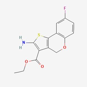 molecular formula C14H12FNO3S B1392628 ethyl 2-amino-8-fluoro-4H-thieno[3,2-c]chromene-3-carboxylate CAS No. 1243091-48-6