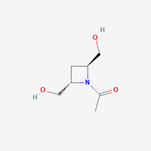 molecular formula C7H13NO3 B139264 1-[(2S,4S)-2,4-Bis(hydroxymethyl)azetidin-1-YL]ethanone CAS No. 156720-61-5