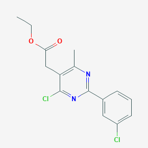 molecular formula C15H14Cl2N2O2 B1392646 Ethyl [4-chloro-2-(3-chlorophenyl)-6-methylpyrimidin-5-yl]acetate CAS No. 1242882-87-6