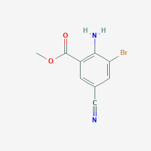 molecular formula C9H7BrN2O2 B13926502 Methyl 2-amino-3-bromo-5-cyanobenzoate 