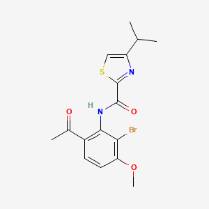 molecular formula C16H17BrN2O3S B13926586 n-(6-Acetyl-2-bromo-3-methoxyphenyl)-4-isopropylthiazole-2-carboxamide 