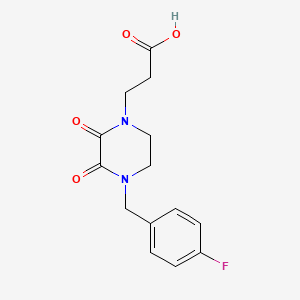 molecular formula C14H15FN2O4 B1392663 3-[4-(4-Fluorobenzyl)-2,3-dioxopiperazin-1-yl]propanoic acid CAS No. 1242967-03-8