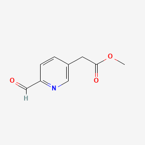 molecular formula C9H9NO3 B13926676 Methyl 6-formyl-3-pyridineacetate 