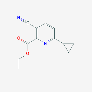 molecular formula C12H12N2O2 B1392668 Ethyl 3-cyano-6-cyclopropyl-2-pyridinecarboxylate CAS No. 1221791-78-1