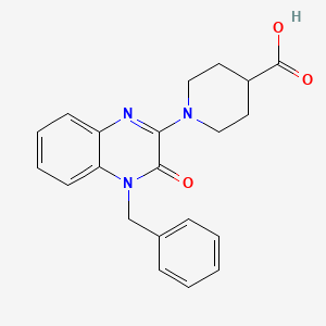 molecular formula C21H21N3O3 B1392673 1-(4-Benzyl-3-oxo-3,4-dihydroquinoxalin-2-yl)piperidine-4-carboxylic acid CAS No. 1242853-78-6