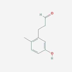 molecular formula C10H12O2 B13926778 3-(5-Hydroxy-2-methylphenyl)propanal 