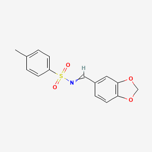 molecular formula C15H13NO4S B13926849 Benzenesulfonamide, N-(1,3-benzodioxol-5-ylmethylene)-4-methyl- CAS No. 100200-71-3