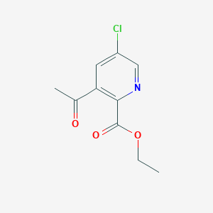 molecular formula C10H10ClNO3 B1392688 Ethyl 3-acetyl-5-chloro-2-pyridinecarboxylate CAS No. 1221791-87-2
