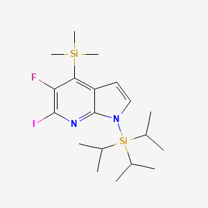 molecular formula C19H32FIN2Si2 B1392689 5-Fluoro-6-iodo-1-(triisopropylsilyl)-4-(trimethylsilyl)-1H-pyrrolo[2,3-b]pyridine CAS No. 1261365-70-1
