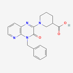 molecular formula C20H20N4O3 B1392694 1-(4-Benzyl-3-oxo-3,4-dihydropyrido[2,3-b]pyrazin-2-yl)piperidine-3-carboxylic acid CAS No. 1242875-39-3