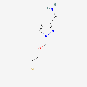 molecular formula C11H23N3OSi B13927303 1-(1-((2-(Trimethylsilyl)ethoxy)methyl)-1H-pyrazol-3-yl)ethan-1-amine 