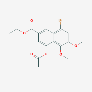 molecular formula C17H17BrO6 B13927335 2-Naphthalenecarboxylic acid, 4-(acetyloxy)-8-bromo-5,6-dimethoxy-, ethyl ester 