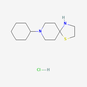 molecular formula C13H25ClN2S B1392734 8-Cyclohexyl-1-thia-4,8-diazaspiro[4.5]decane hydrochloride CAS No. 1221791-74-7