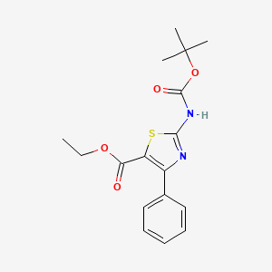 molecular formula C17H20N2O4S B1392736 Ethyl 2-[(tert-butoxycarbonyl)amino]-4-phenyl-1,3-thiazole-5-carboxylate CAS No. 302963-98-0