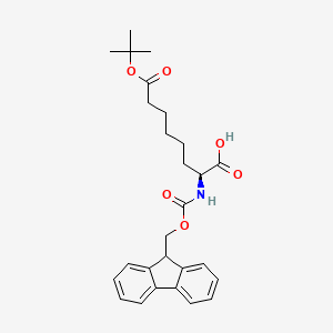 molecular formula C27H33NO6 B1392740 (S)-2-((((9H-芴-9-基)甲氧基)羰基)氨基)-8-(叔丁氧基)-8-氧代辛酸 CAS No. 276869-41-1