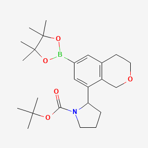 molecular formula C24H36BNO5 B13927496 tert-butyl 2-[6-(4,4,5,5-tetramethyl-1,3,2-dioxaborolan-2-yl)-3,4-dihydro-1H-isochromen-8-yl]pyrrolidine-1-carboxylate 