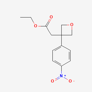 molecular formula C13H15NO5 B13927552 Ethyl 3-(4-nitrophenyl)-3-oxetaneacetate 