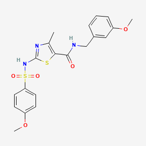 molecular formula C20H21N3O5S2 B13927591 N-(3-methoxybenzyl)-2-(4-methoxyphenylsulfonamido)-4-methylthiazole-5-carboxamide 