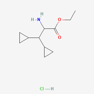 molecular formula C11H20ClNO2 B13927689 Ethyl 2-amino-3,3-dicyclopropylpropanoate hydrochloride 