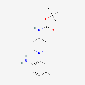 molecular formula C17H27N3O2 B13927733 Tert-butyl 1-(2-amino-5-methylphenyl)piperidin-4-ylcarbamate 