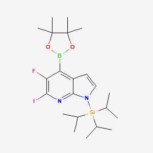 molecular formula C22H35BFIN2O2Si B1392778 5-fluoro-6-iodo-4-(4,4,5,5-tetramethyl-1,3,2-dioxaborolan-2-yl)-1-(triisopropylsilyl)-1H-pyrrolo[2,3-b]pyridine CAS No. 1357387-67-7