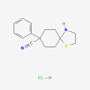 molecular formula C15H19ClN2S B1392781 8-Phenyl-1-thia-4-azaspiro[4.5]decane-8-carbonitrile hydrochloride CAS No. 1221792-40-0
