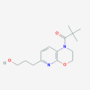 molecular formula C15H22N2O3 B1392784 1-(6-(3-Hydroxypropyl)-2,3-dihydro-1H-pyrido[2,3-b][1,4]oxazin-1-yl)-2,2-dimethylpropan-1-one CAS No. 1299607-84-3