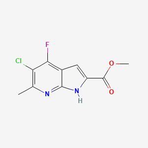 molecular formula C10H8ClFN2O2 B13927879 Methyl 5-chloro-4-fluoro-6-methyl-1H-pyrrolo[2,3-b]pyridine-2-carboxylate 