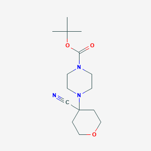 molecular formula C15H25N3O3 B1392792 tert-Butyl 4-(4-cyanotetrahydro-2H-pyran-4-yl)piperazine-1-carboxylate CAS No. 569652-93-3
